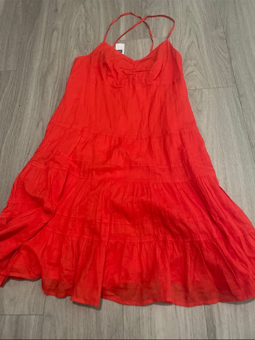 GAP Bright Red Tiered Spaghetti-Strap Mini Dress